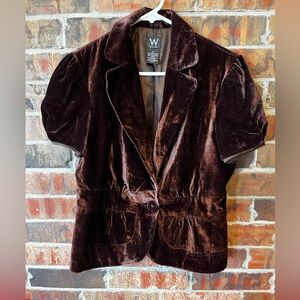 Work to Wear Brown Women’s Short Sleeve Jacket Size:10 feels like velvet